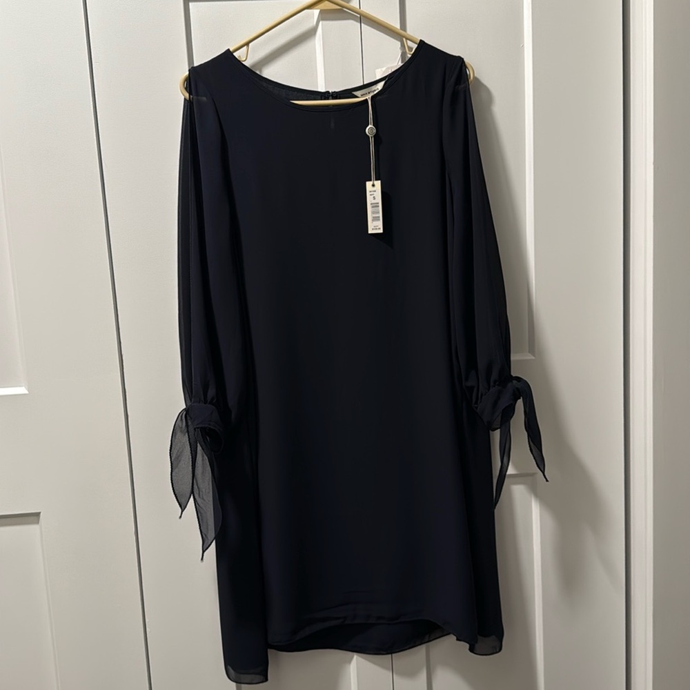 Max Studio women's Navy Dress with Bishop Sleeves Size S NWT